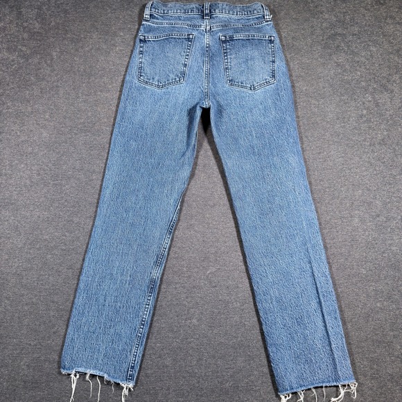 Gap Cheeky Straight Sky High Jeans Women 26 Blue Denim Raw Hem High Rise Raw Hem - Picture 3 of 8